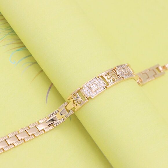 "Rose Gold Plated Designer Bracelet with Intricate Square Accents, XPBL0947 - Picture 4 of 12